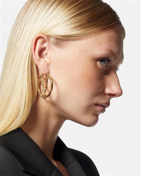 versace gold earrings hoops|real gold versace earrings.